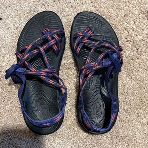 Chaco Navy and Orange Strappy Sandals